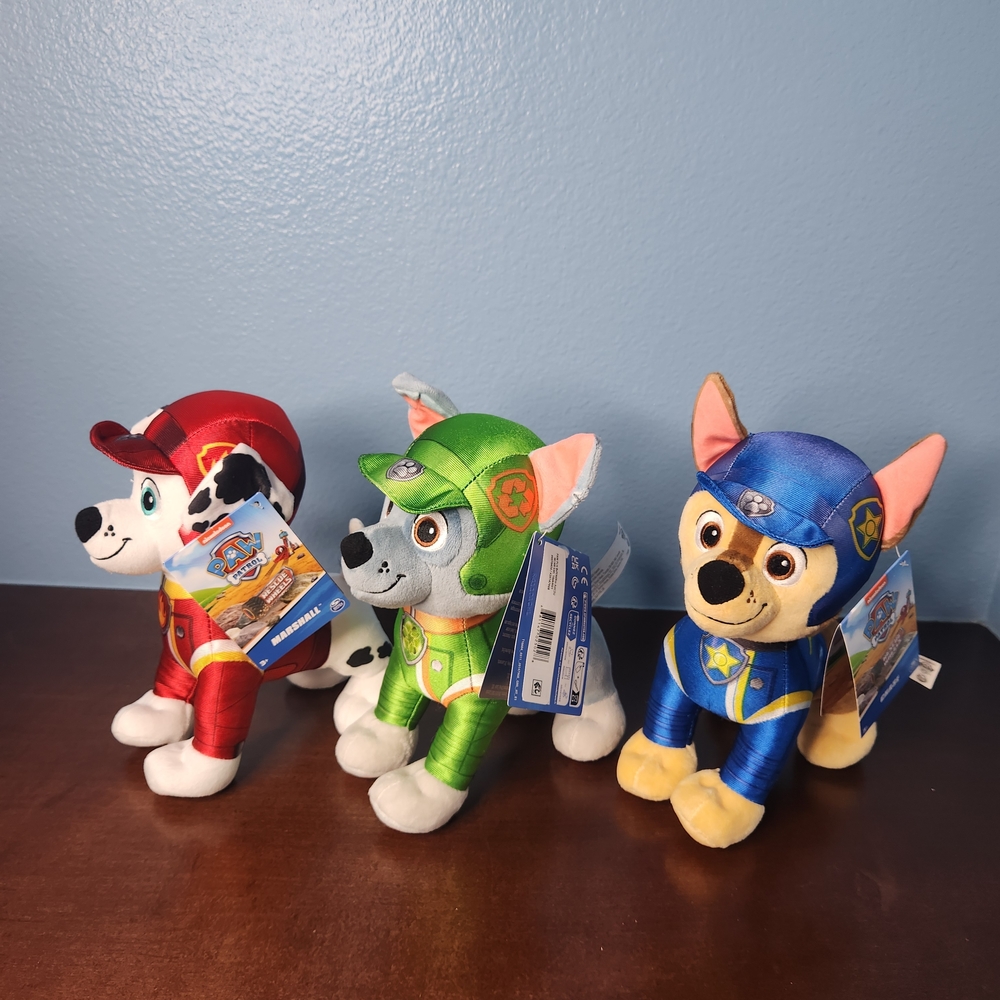 Set Of 3 Paw Patrol Plush Toys - Red, Green, Blue